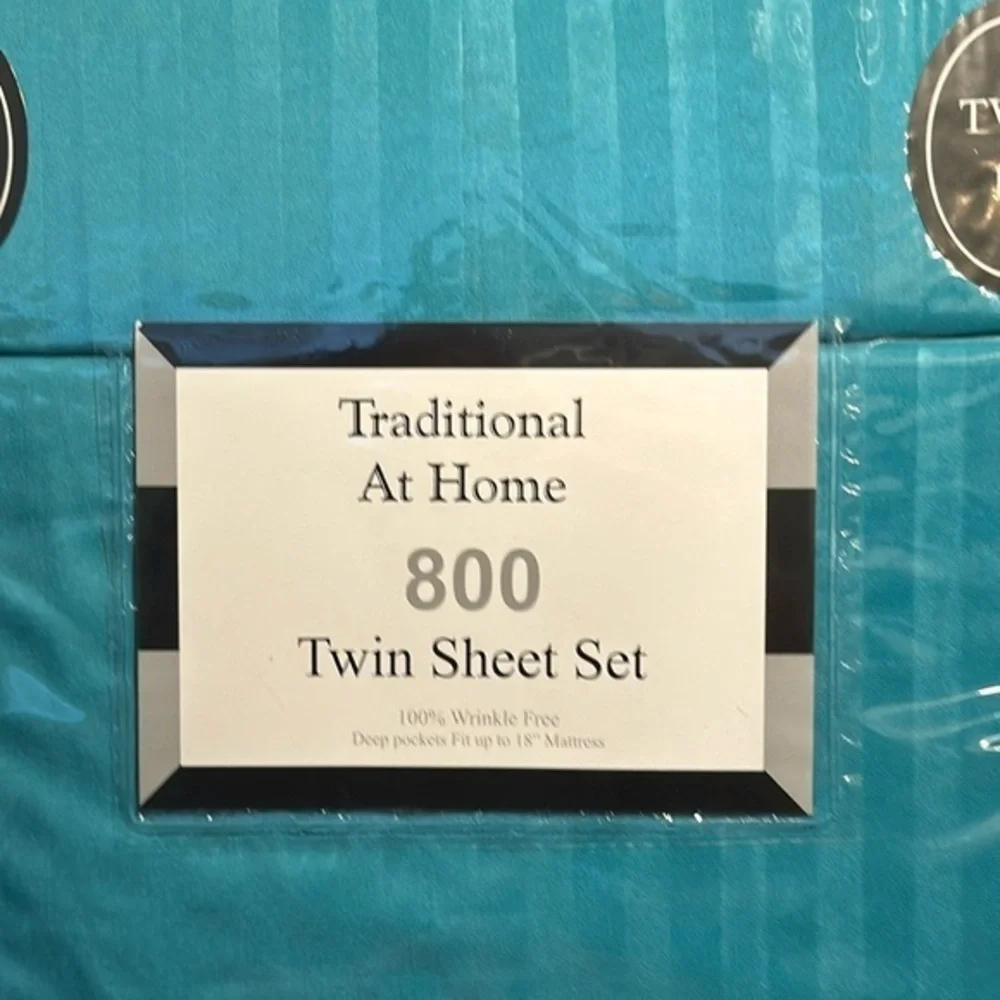 Traditional At Home 4pc Twin Sheet Set Pistachio Green Stripes embossed